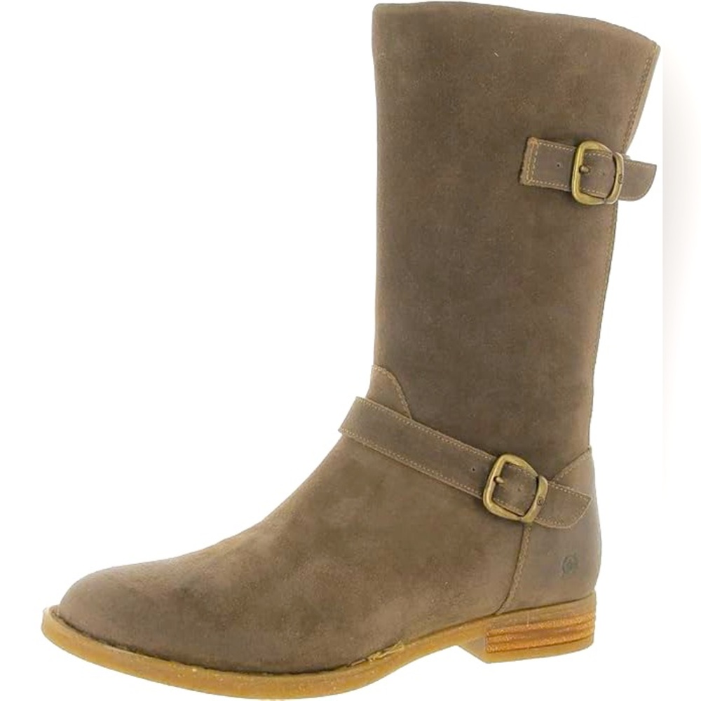 🌟Host Pick🌈New Born Delano Taupe Brown Mid Calf Leather Buckle Boots 9.5